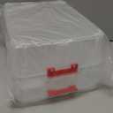 JUXYES 2-Tiers Stack Carry Storage Box With Handle, Transparent Stackable Storage Bin With Handle Lid Latching Storage Container for School & Office Supplies (Red)