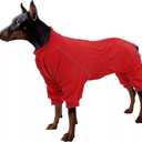 Dog Full Body Warm Fleece Coat with Legs Puppy Pyjamas Jumpsuit Suit with Reflective Zipper Closure Put on and Off Easy and Safety - Red - M