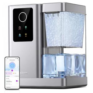 Silonn Nugget Ice Maker Countertop with APP & Voice Control, Self Cleaning Ice Machine with 3L Large Water Tank, 40 lbs/24H Soft Chewable Ice, Portable Pebble Ice Maker for Home and Party, Silver