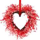 Aneco Valentines Day Heart Wreath 22 Inch Red and Pink Artificial Floral Wreath with Ribbon Door Wall Window Hanging Decor for Wedding Anniversary Holiday