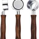 Normcore 51mm 3 Ears Naked Portafilter for DeLonghi Dedica, SMEG EUPA Machines, Bottomless Espresso Portafilter with 18g Basket, Genuine American Walnut Handle