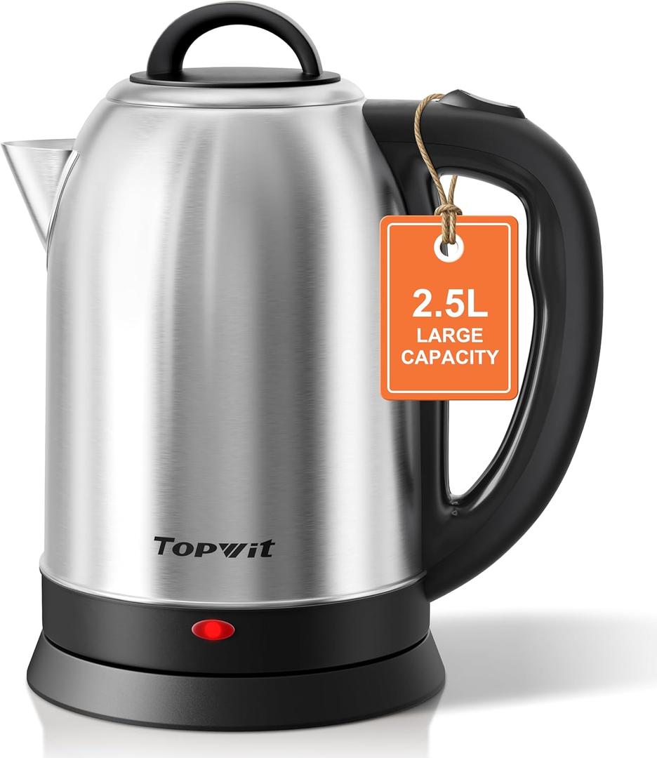 Topwit 2.5L Large Electric Kettle, BPA Free Stainless Steel Water Boiler & Heater, Fast Boil Electric Tea Kettle, Hot Water Kettle Electric with Auto Shut-Off & Boil-Dry Protection for Family