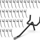 HUHOLE Pegboard Hooks 2 Inch 50PC, Black Peg Board Hooks, Fit 1/4" or 1/8" Pegboard, Ideal Peg Board Organizer Accessories for Garage Tool Organization, Wall Storage (Black, 2 Inch)