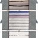 combocube 3 Pack Closet Organizers and Storage Containers, Clothes Storage Bins, Storage Bags with Large Clear Window & Handles for King Comforter, Pillow, Quilt, Bedding, Clothes (Small)