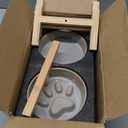 Elevated Slow Feeder Ceramic Dog Bowls Set for Meduim Size, Raised 2.7" Height, Cute Paw Slow Feeding Food Bowl and Water Bowl with Stand for Medium Breed, Size 6.3" Dx2 H, Non Slip, Grey