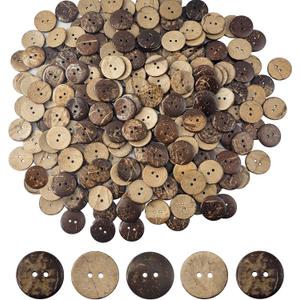 230 PCS Natural Coconut Shell Buttons 1/2 Inch Brown Wooden Buttons, 2 Holes Buttons for Sewing Crafts, Shirt, Clothing Replacement