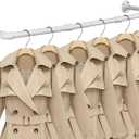 Industrial Iron Pipe Clothes Hanging Bar DIY Wall-Mounted Garment Rack Heavy Duty Clothing Rack for Bedroom, Laundry Room, Closet Storage (White 36 inch) White