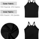 Womens Crop Tank Tops Seamless Yoga Sports Bra Padded Workout Halter Neck Camisole with Built in Bra (Black, M)