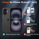 SUPFINE Magnetic for iPhone 16 Plus Case (Compatible with MagSafe) (Military Grade Drop Protection) Translucent Matte Shockproof with Anti-Fingerprint Phone Cover,Black