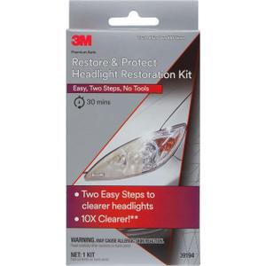 2 x 3M Auto Restore and Protect Headlight Restoration Kit, Use On Plastic Lenses, Headlights, Taillight, Fog Lights and More, Includes Sanding Discs, Headlight Clear Coat Wipes, Foam Pad and Glove (39194)