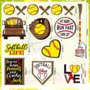 FairySandy 13 Pcs Softball Tiered Tray Decor Birthday Decorations Softball Wooden Table Decor Rustic Sport Game Sign for Fans Theme Supplies