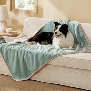 Bedsure Waterproof Dog Blankets for Extra Large Dogs - XL Cat Blanket Washable for Couch Protection, Sherpa Fleece Puppy Blanket, Soft Plush Reversible Throw Furniture Protector, 56x72, Light Green