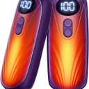 Hand Warmers Rechargerable 2 Pack - 6000mAh Electric AI Handwarmers with LED Display, 5-Level, 2 in 1 Portable Heater, Warm Gifts for Women/Men/Golf/Camping/Hunting/Travel/Outdoor/Indoor (3-Purple)