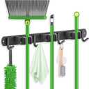 ZONGOOL Mop and Broom Holder Wall Mount, Broom Organizer Mop and Broom Storage Tool Racks Stainless Steel Wall Hanger for Home Kitchen Garden Laundry Garage (3 Racks with 4 Hooks, Black)