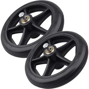 8 Inch by 1 Inch, Wheel Replacement for Wheelchairs, Black (2 Pcs)