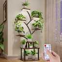 Plant Stand Indoor with Grow Lights - 8 Tiered Tall Indoor Plant Display Shelf, 61" Corner Indoor Plants Rack, Metal Plant Flower Holder for Living Room, Patio, Balcony (Black)