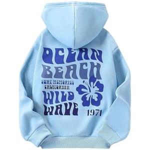 Verdusa Girl's Floral Letter Graphic Hoodie Sweatshirt Cute Pullover Tops with Pockets Small