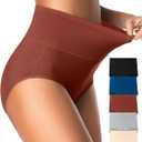 Eiggam Tummy Control Underwear Soft High Waisted Underwear Full Coverage Briefs Breathable Postpartum Cotton Womens Panties (M)