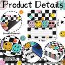 Sabary 48 Pcs Checkered Classroom Decor Magnetic Name Tags 4.7'' X4.7'' Black White Checked Reusable Dry Erase Labels Thickened Magnetic Back Name Plate Stickers for Locker Whiteboard Office Supplies