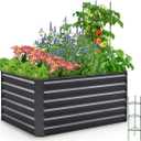 Quictent Galvanized Raised Garden Bed 4x3x2ft Tall Garden Bed Extra Height 22.4" Hold 24cft Soil Outdoor Heightened Planter Box for Deep Root Vegetables Herbs Tomato Cage Included, Dark Grey (4x3x2 ft)