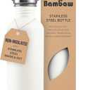 Bambaw Metal Water Bottle, White Water Bottle, Reusable Non-Insulated Sports Bottle, 1 Litre Stainless Steel Bottle, 1 Litre Stainless Steel Bottle  Polar White (32 oz)