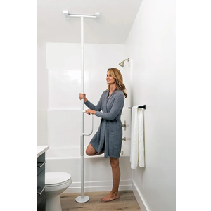 Stander Wonder Pole Lite, Adjustable Floor to Ceiling Safety Grab Bar with Security Support Handle for Fall Prevention, Tension Mounted Transfer-Pole for Adults, Seniors, and Elderly, White