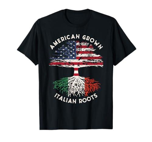 American Grown Italian Roots Family Tree Italy Flag Italian T-Shirt, S