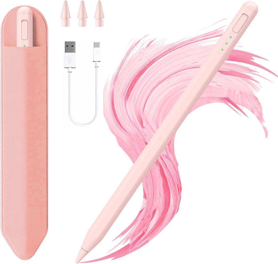 Stylus Pen for iPad11&10thGen,14Mins Faster Charge, with Pencil Holder,Palm Rejection, Tilt Sensitivity, for iPad Air11&13-inch(M3/M2), iPad Pro 11&13-inch (M4),iPad 6-11th,iPad Pro 11/12.9 inch (Pink)
