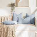 MIULEE 20x20 Inch Decorative Pillow Covers for Couch Bed Set of 2 Textured Boucle Neutral Throw Pillow Covers Light Blue Accent Solid Pillowcases Sofa Living Room Home Decor