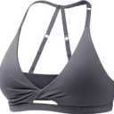 YEOREO Sports Bras for Women Open Back Workout Gym Bra Padded Medium Impact Yoga Tops with Ajustable Back Straps (Large, Dark Gray)