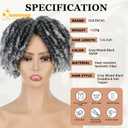 QUEENTAS Curly Toupee for Men and Women 10" Hair Pieces Dreadlock Hair 3603D Cover Knotless Afro Braided Synthetic Hair Topper with 3 Clips(Grey Mixed Black 1B/60)
