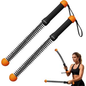 Ropeless Battle Ropes Weighted  2 Pack Portable Cordless Battle Ropes for HIIT & Cardio Full-Body Workout Tool with Non-Slip Spiral Handles, Travel-Friendly Home Gym Equipment for Women & Men (Black & Amber)