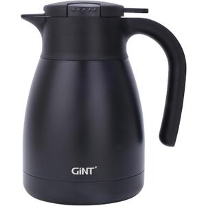GiNT 1L / 34Oz Thermal Coffee Carafe, Insulated Stainless Steel Coffee Carafes for Keeping Hot/Double Walled Vacuum Thermal Carafe (Black)