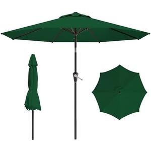 AreShark 9 FT Patio Umbrella for Outdoor, Outdoor Umbrella with Push Button Tilt and Crank, Outdoor Patio Umbrellas with 8 Sturdy Ribs for Market, Garden, Deck, Backyard, Pool (Dark Green)