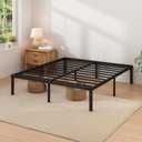 NEW JETO Metal Bed Frame, King Size Bed Frame with Storage Space, Heavy Duty Sturdy Mattress Foundation, Easy Assembly, No Box Spring Needed, Black,14 Inch, King, Bedroom Furniture