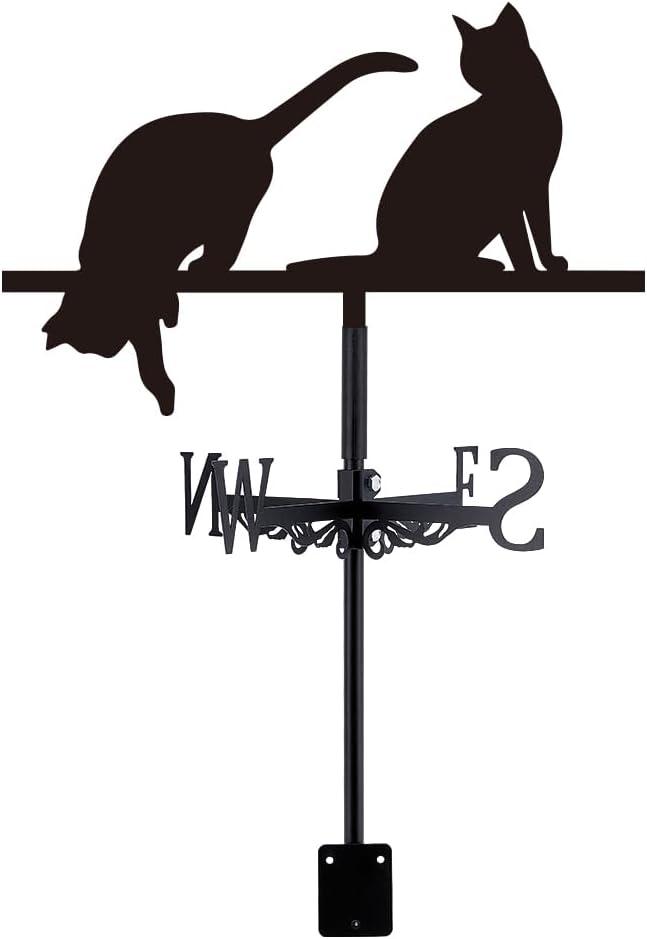 SUPERDANT Cats Weathervane Animals Weather Vane for Yard Cat Metal Wind Vanes Roof Mount for Outside Garden Black Weathervanes Farmhouse Farm Barn Sheds Patio Outdoor Decorations Gifts
