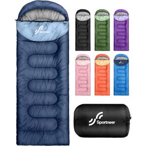 Sportneer Sleeping Bag for Adults & Kids, Cold Weather & Warm Waterproof Camping Sleeping Bag, Compact Portable for Camping Hiking & Travel, 3.3lbs, 50-80