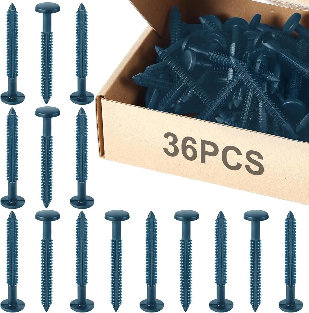 Blulu 36 Pcs 3 Inch Vinyl Shutter Fastener Window Panel Peg Lok Pin Pegs Screws Shutter Spikes Anchor (Bedford Blue)