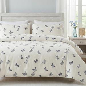 Butterfly Duvet Cover Set Queen Size 100% Cotton Duvet Cover 3 Pcs Cute Butterfly Printed Comforter Cover with Zipper Closure Soft and Lightweight Cotton Duvet Cover