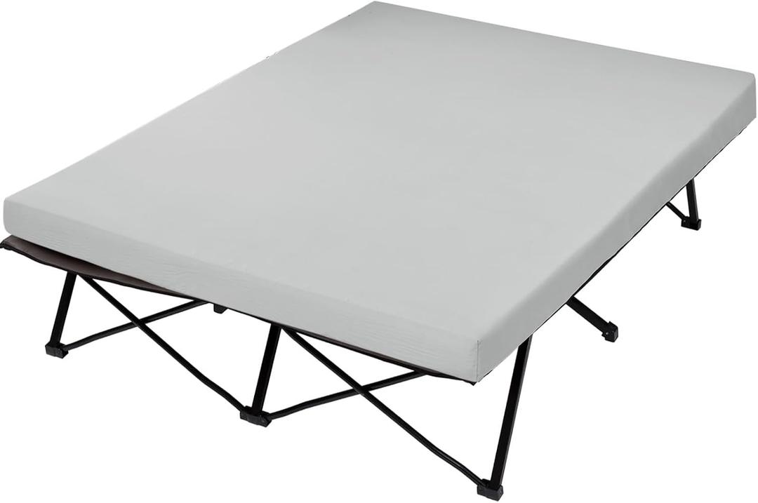 CYMULA Camping Cot Mattress 2in Memory Foam Sleeping Pad,Soft Warm Non-Slip Camping Mattress Topper with Retaining for Adults,Portable Roll up Pad for Travelonly Mattress