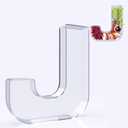 11" Acrylic Letter Charcuterie Box, Reusable Fillable Alphabet Number Shaped Form Tray for Birthday Anniversaries, Party Decorative Serving Plates Display Candy Cake (J)