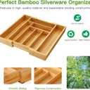 Pipishell Bamboo Expandable Drawer Organizer for Utensils Holder, Adjustable Cutlery Tray, Wood Drawer Dividers Organizer for Silverware, Flatware, Knives in Kitchen, Bedroom, Living Room(M-N)