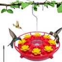 Hummingbird feeders for Outdoors Hanging Ant and Bee Proof, 26 Feeding Ports Easy Cleaning Filling Leak Proof red Backyard Decoration Outdoor Wild Bird Feeder (Red-1pack)