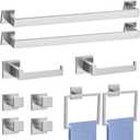 Brushed Nickel Bathroom Hardware Accessories Set 10-Piece Brushed Towel Bar Set Bath Towel Holder Set Stainless Steel Wall Mounted Towel Rack Set,23.6 in