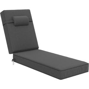 80 x 26 x 4 Inch Olefin Chaise Lounge Cushions, Lounge Chair Cushions with Headrest for Outdoor Furniture - Weather and Fade Resistant Patio Replacement Furniture Lounge Chair Cushion, Set of 1