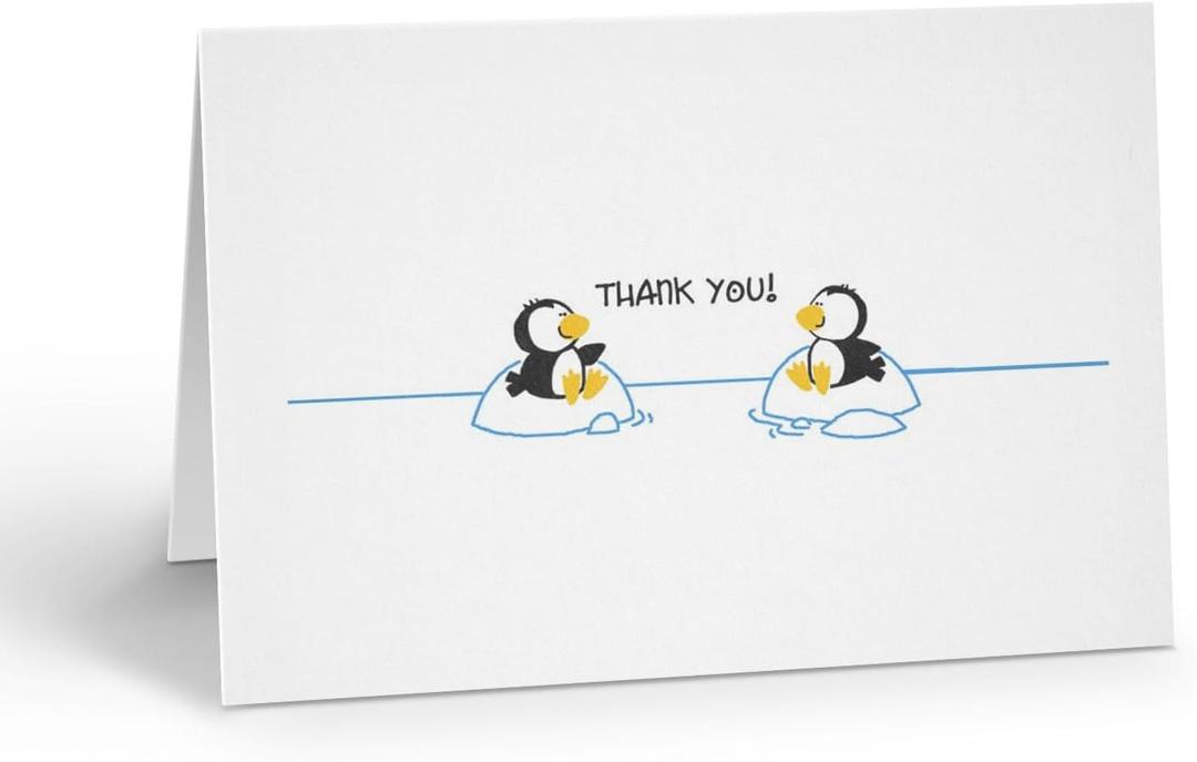 Stonehouse Collection Penguin Thank You Note Cards - Blank Thank You Notes - USA Made - Boxed Set Cute Animals Note Cards (Penguin)