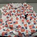 ICNGLKSND Women 4th of July Satin Pajamas 2 Piece Set V Neck Top Elastic Drawstring Waist Shorts Lounge Set Sleepwear Size L