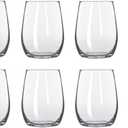 Libbey Stemless 6 Ounce Wine Taster / Mini / Sample Glass 260, Set of 6 w/ FDL Party Picks