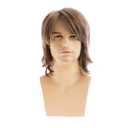 Sallcks Mens Short Brown Natural Straight Layered Synthetic Hair Wig for Daily Party Halloween