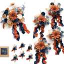 Ling's moment Wedding Artificial Flowers Package, Burnt Orange Navy Blue